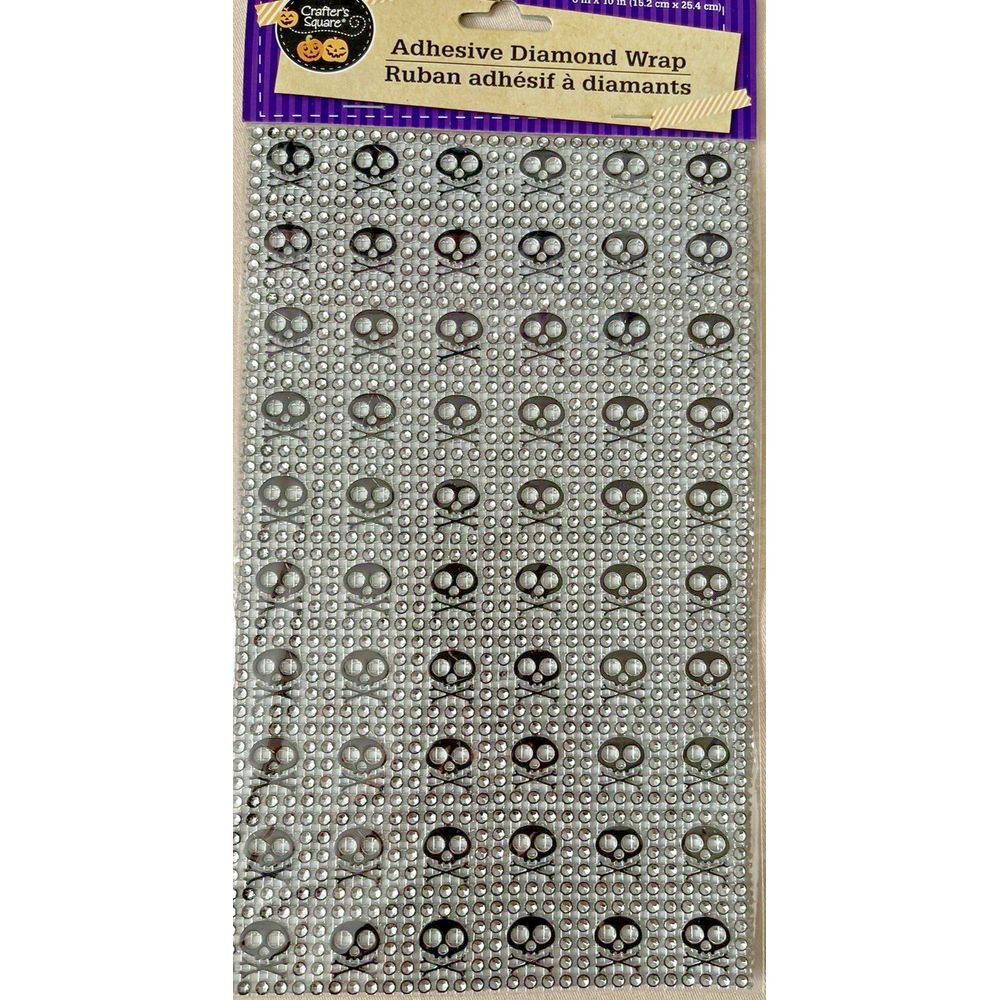 Halloween Skull and Crossbones Black Adhesive Diamond Wrap Sticker